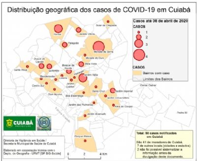 Com 50 confirmados, Cuiab tem casos em 26 bairros e aumento de 525% em dez dias