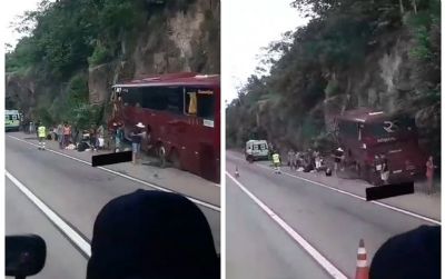 Acidente entre nibus e carreta deixa 7 feridos na Serra de So Vicente