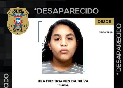 Famlia procura adolescente de 13 anos que est desaparecida h 5 dias em MT