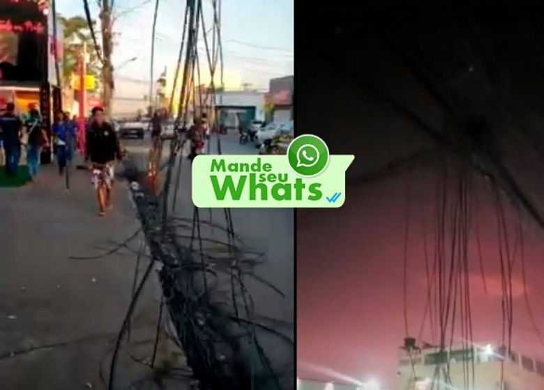 Pendurados em postes, fiao causa transtorno e deixa 'ruas sujas' em Cuiab