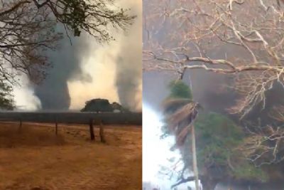 Redemoinho de fogo assusta moradores no interior de Mato Grosso