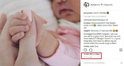Primeira foto da filha de Kylie Jenner se torna a mais curtida do Instagram