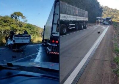 Motorista morre em acidente entre carretas e caminhonete na Serra de So Vicente
