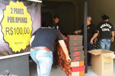 Polcia Civil apreende 400 pares de tnis falsificados em VG