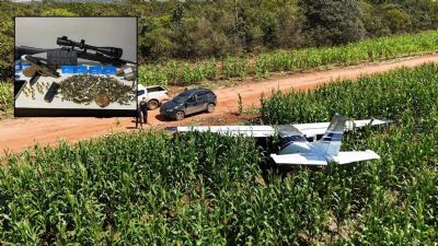 ​Avio cai em milharal e dois suspeitos so presos transportando armas e munies