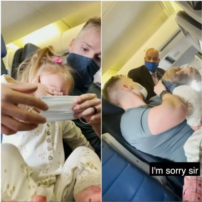 Famlia  expulsa de avio aps filha de 2 anos se recusar a usar mscara