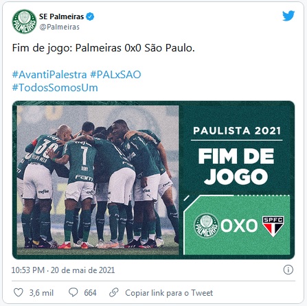 Paulista: Palmeiras e São Paulo empatam no primeiro jogo da final