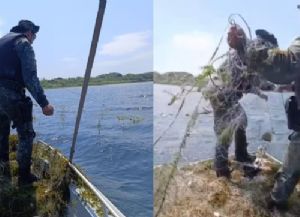 Pol�cia Ambiental apreende 1,4 mil metros de redes de pesca em rio no interior de SP
