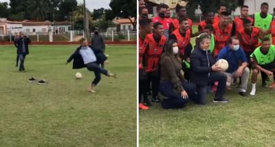 Governador aglomera com jogadores e ainda sem m�scaras