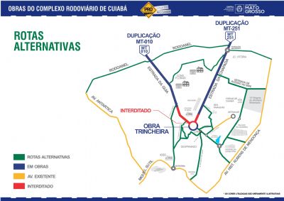Governo come�a escava��es de trincheira e interdita trevo da Estrada da Chapada