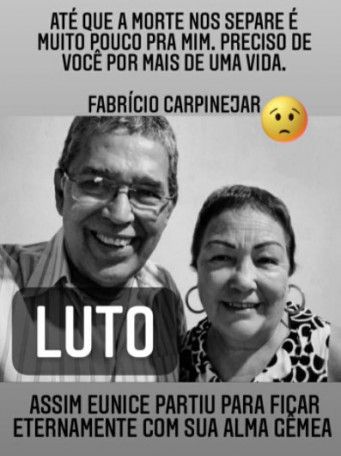 Eternos namorados, esposa de Jo�o Bosquo morre 3 dias depois de Covid-19