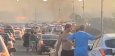 Queimadas interditam rodovia e causam congestionamento na MT-251