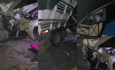 ​Acidente envolvendo �nibus e carreta deixa tr�s mortos na BR-163