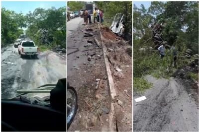 Acidente na Estrada da Guia com caminh�es de carga deixa 2 mortos