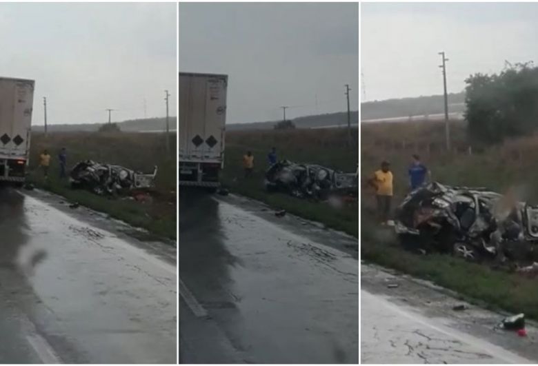 Acidente entre Onix e carreta deixa ao menos 5 mortos na 163