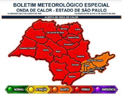 Zona de perigo: onda de calor chega � regi�o de Presidente Prudente e Defesa Civil alerta para risco de inc�ndios