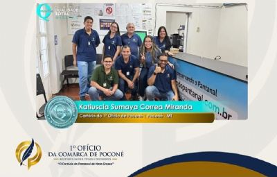 Pelo segundo ano consecutivo cart�rio de Pocon� ganha selo de qualidade m�xima do ISO