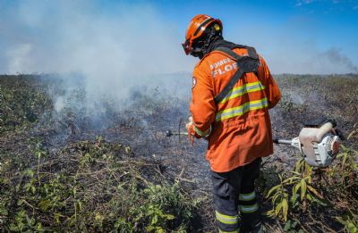 Corpo de Bombeiros continua combate ao inc�ndio em Porto Concei��o nesta quinta