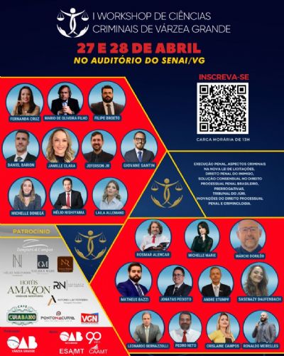 ​OAB-MT convida para o I Workshop de Ci�ncias Criminais de VG