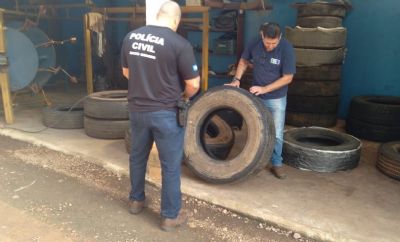 PC interdita empresa clandestina de recapagem de pneus para caminh�es em Cuiab�