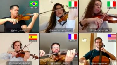 Em isolamento, m�sicos brasileiros pelo mundo se �unem� e tocam �The Prayer�