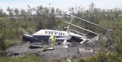 Helic�ptero do Ibama cai no Pantanal pr�ximo a divisa de MT com MS; um �bito confirmado