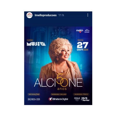 ​Dia 27 de outubro, sexta, vai ter a Rainha Marrom Alcione com produ��o de Lu Mello
