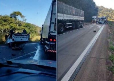 Motorista morre em acidente entre carretas e caminhonete na Serra de S�o Vicente