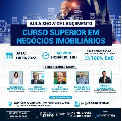 Faculdade lan�a curso superior em neg�cios imobili�rios com aula show