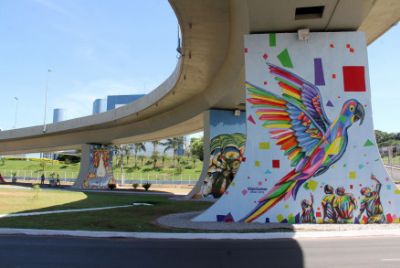 Viaduto da Av do CPA ganha pinturas feitas por 11 artistas