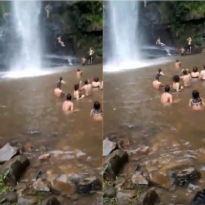 Garota despenca de cachoeira e bate com costas e cabe�a em pedra