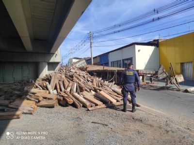 ​Carga de madeira tomba e bloqueia acesso de VG a Cuiab�