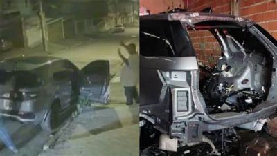 ​Carro roubado do cantor P�ricles � achado desmontado