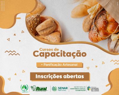 ​Prefeitura abre inscri��es para curso gratuito de panifica��o artesanal
