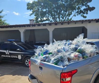 ​Pol�cia entrega a institui��es filantr�picas cestas b�sicas que seriam entregues por fac��o