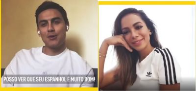 Anitta promete a Dybala fazer comemora��o do atacante em show durante live