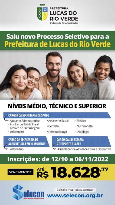 Prefeitura de Lucas do Rio Verde abre novo seletivo com ganhos de at� R$ 18.62877