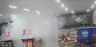 ​Explos�o em mercado assusta clientes e deixa dois adultos e crian�a de sete anos feridos