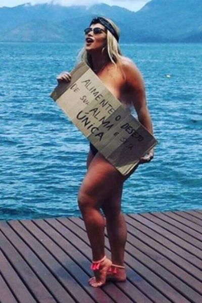 Com 85 Kg, Fani Pacheco faz topless e manda recado: 