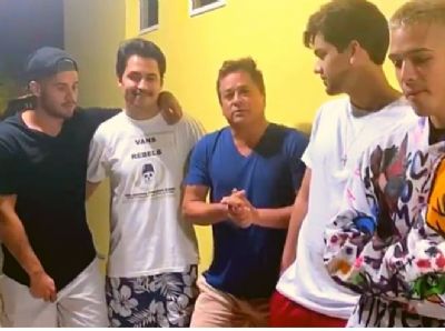 Leonardo tranquiliza f�s ap�s acidente de carro com filhos e sobrinho