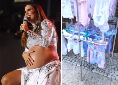 Gr�vida de g�meas, Ivete Sangalo mostra roupinhas das filhas