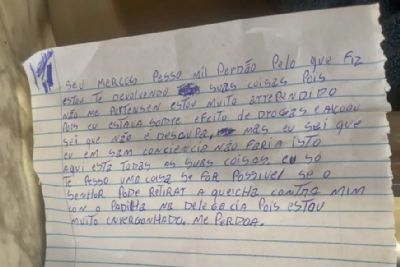 Arrependido, ladr�o devolve objetos furtados em MT e manda carta pedindo perd�o