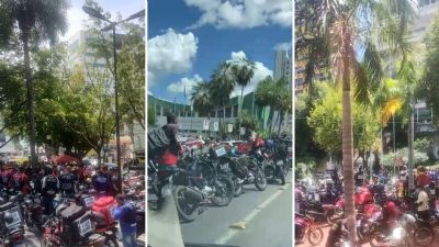 Centenas de motoboys protestam ap�s morte de entregador