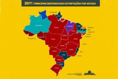 China � principal destino das exporta��es de MT e Estado ocupa 6� lugar em ranking; confira mapa do Mdic