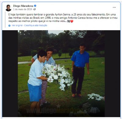 Maradona idolatrava Senna, visitou t�mulo e cogitou nome de Ayrton para beb� se fosse menino