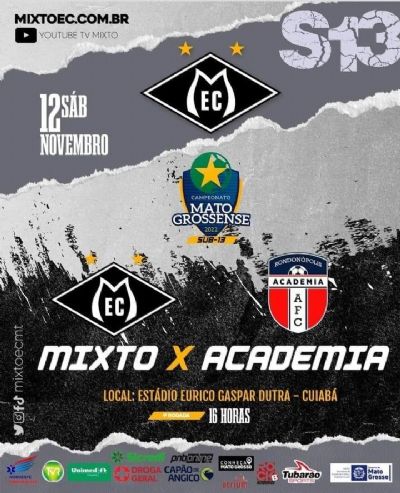 Mixto joga contra o Academia na categoria sub-13 neste s�bado