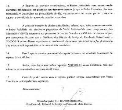Tribunal de Justi�a d� 48 horas para governo repassar duod�cimo