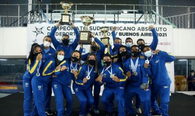 Sele��o feminina de polo aqu�tico confirma t�tulo no Sul-Americano