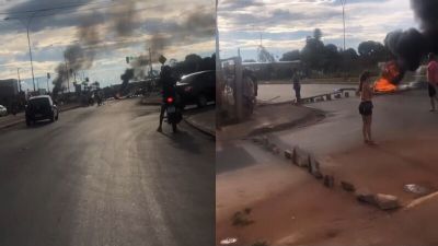 Moradores fazem protesto por falta de �gua em V�rzea Grande