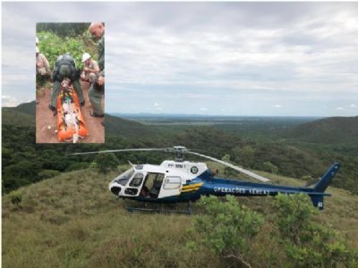 Funcion�rio da Energisa cai no Mirante de Chapada durante manuten��o e � resgatado por helic�pter